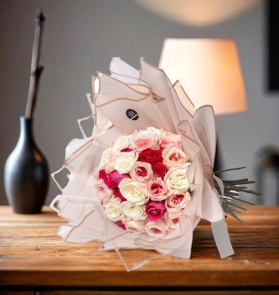 Princess Roses Wrapped Bouquet