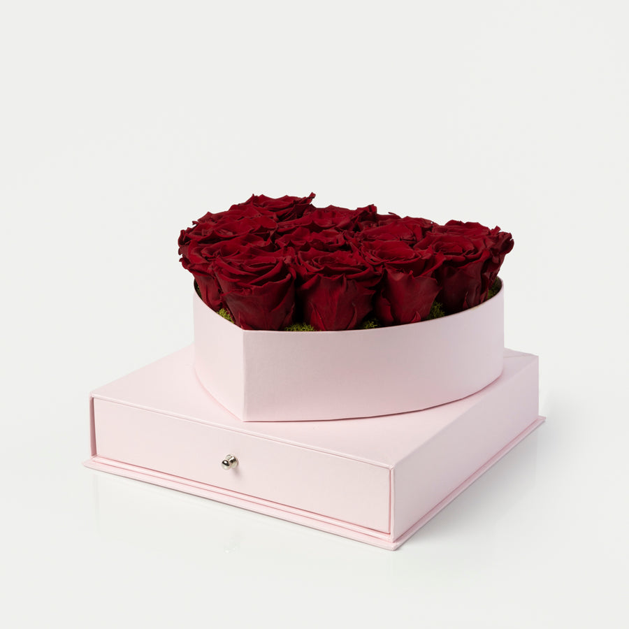 Pink Heart Box. Preserved Roses