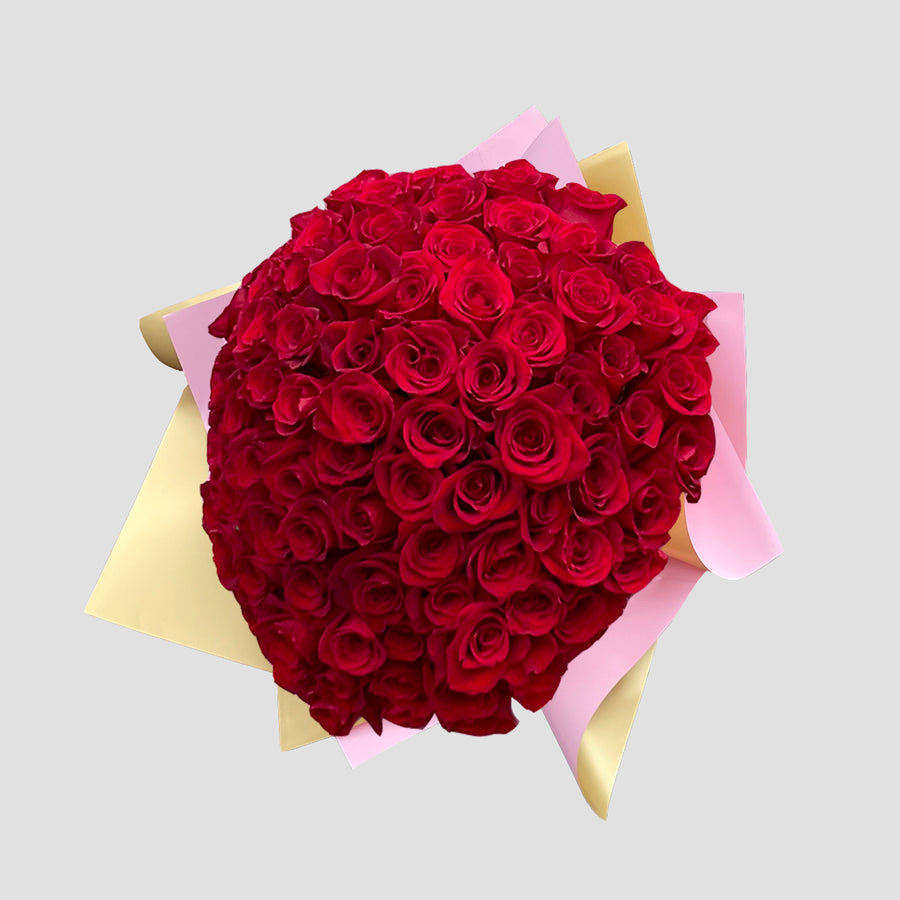 Red Roses Wrapped Bouquet
