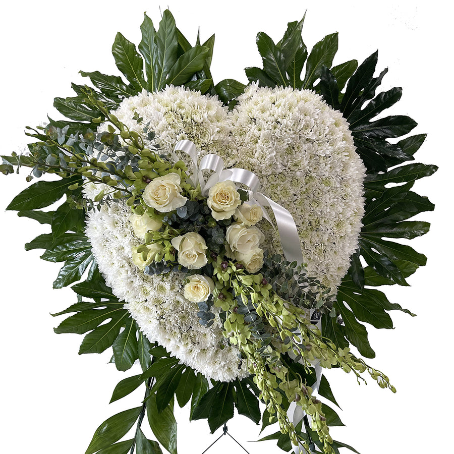 White Floral Heart Tribute